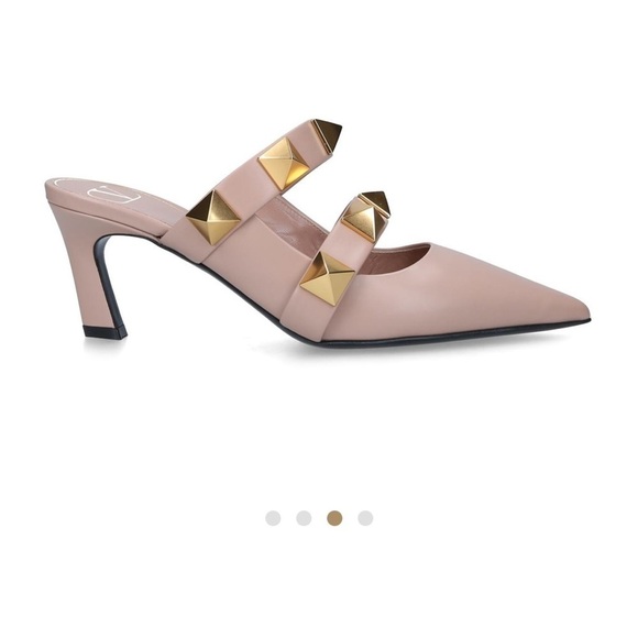 Valentino Garavani Shoes - Valentino Garavani Leather Oversized Rockstud Mules 65 nude/blush color